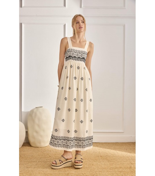 Vestido Bicolor Bordados