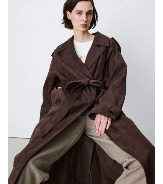 Trench Largo Efecto Ante