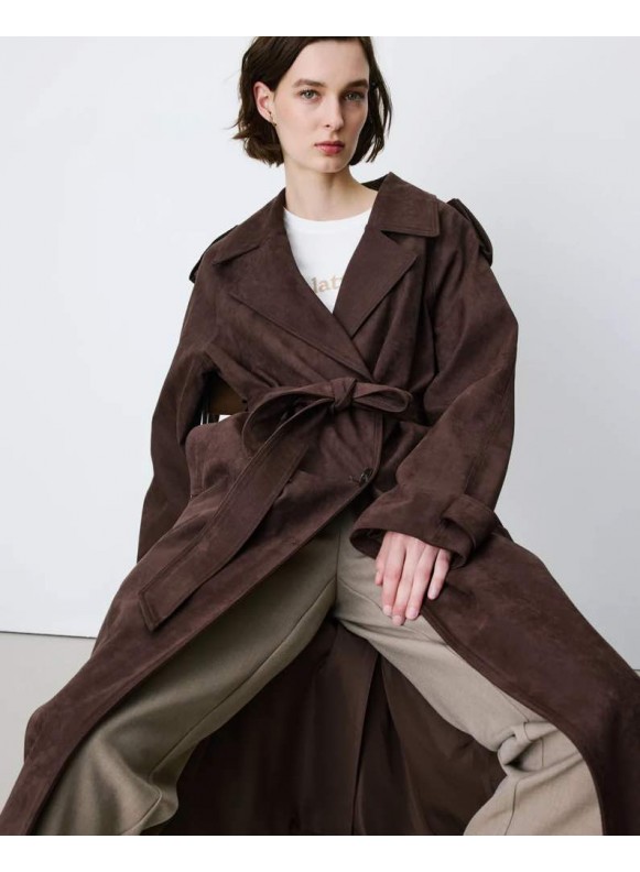 Trench Largo Efecto Ante